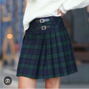 Heirlooms vintage sz 8 Plaid Green and Blue Women's wrap Skirt kilt blackwatch